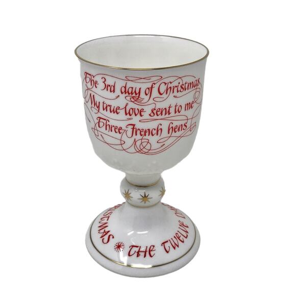 Royal Doulton 3 French Hens Porcelain Goblet 12 Days of Christmas Bone China - Picture 4 of 8